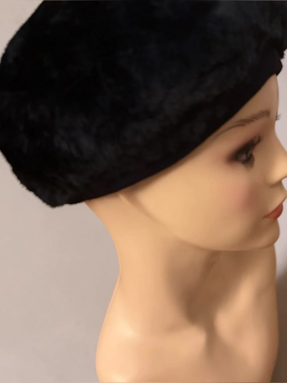 Vintage Black Faux-Fur Cossack or Russian Style Hat